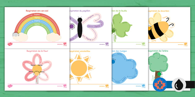 Nature-Themed Mindfulness Breathing Cards French - Twinkl