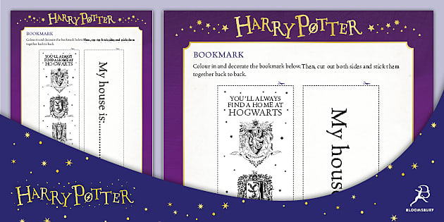 free create your own harry potter bookmark activity template
