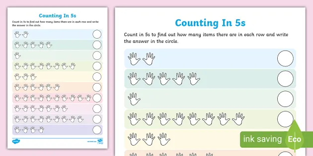 Counting in 5s Worksheet  Counting by 5's Worksheets to 100