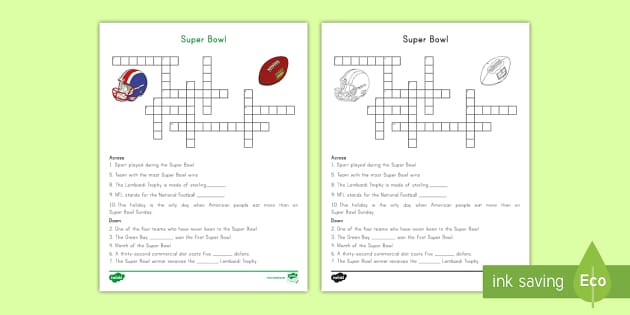 Super Bowl Crossword for Kids Twinkl Resources Twinkl