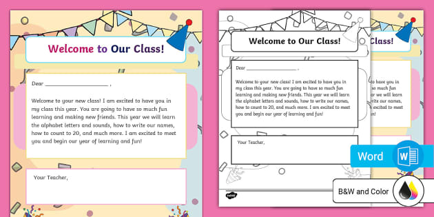 Editable Welcome Letter Template for Teachers | Back to School