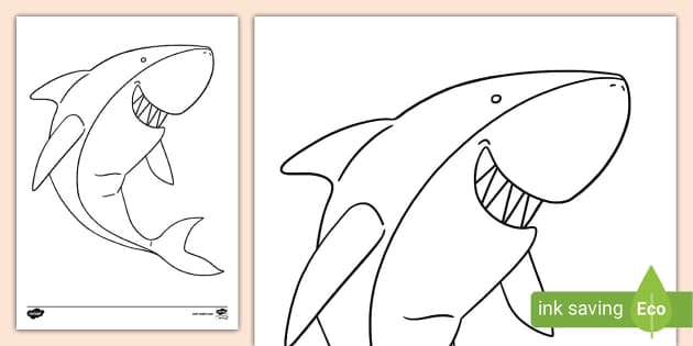 Shark Smiling Colouring Page (teacher made) - Twinkl