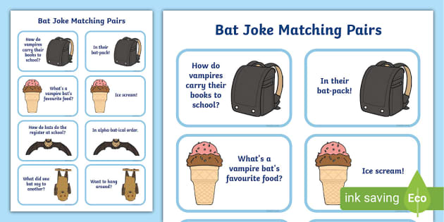 Bats Joke Matching Pairs Teacher Made Twinkl