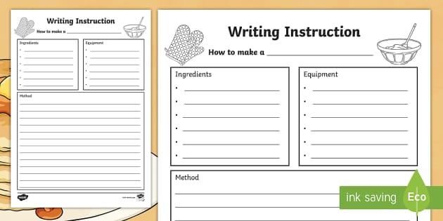 writing instructions worksheets