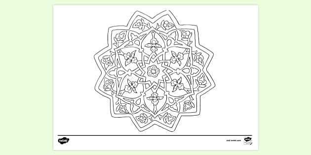 Arabesque Islamic Art Coloring Sheet: Free Printable