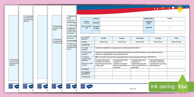 MELC-based Kindergarten Lesson Plan | Twinkl Philippines