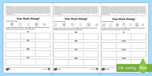 year 2 money making amounts homework worksheet maths