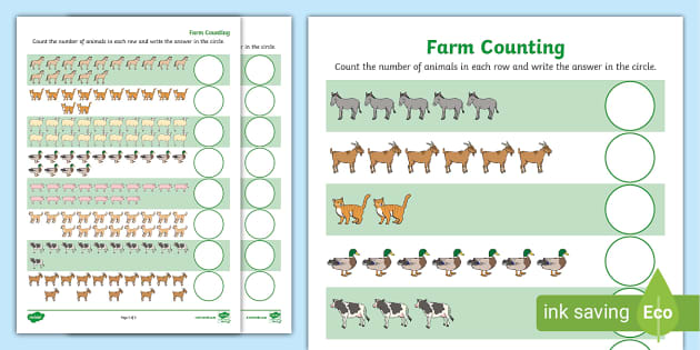 FREE! - Farm Animals Counting Worksheet up to 20 - Twinkl