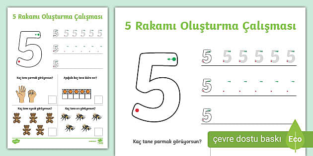 Sayı Oluşturma Etkinlik Sayfası | 5 Rakamı - Twinkl