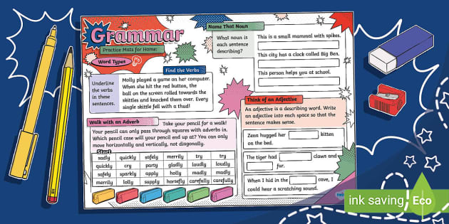 Word Types Practice Mats - Grammar at Home (Ages 5 - 7)