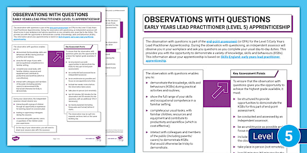 Observations with Questions – Early Years Lead Practitioner (Level 5 ...
