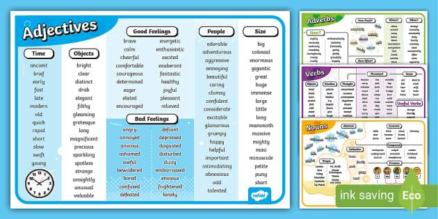 word-mat-pack-nouns-verbs-adjectives-and-adverbs-twinkl