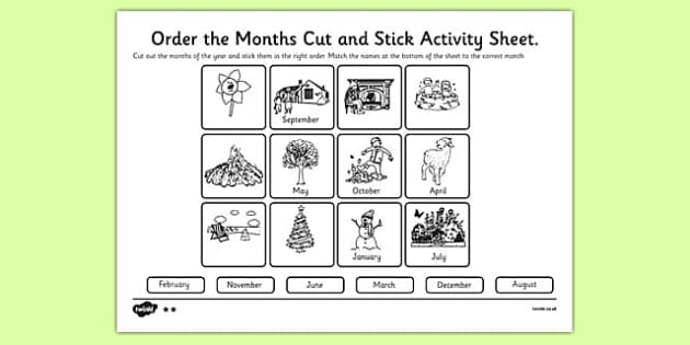 cut and paste months of the year worksheets