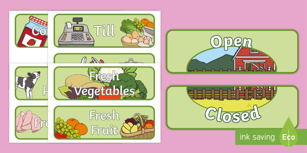 Farm Shop Role Play Signs Primary Resources teacher made