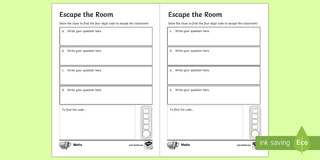 escape the room editable exit ticket template teacher made