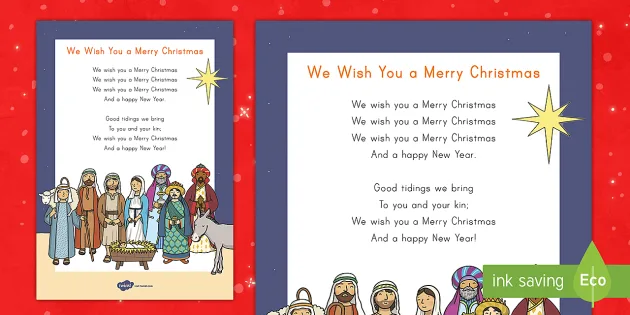 We Wish You A Merry Christmas Song Lyricss Teacher Made