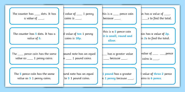 👉 Y1 Money Stem Sentences (teacher made) - Twinkl