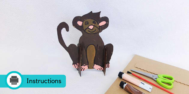 Recycled Cardboard 3D Monkey Craft | Animal Crafts - Twinkl
