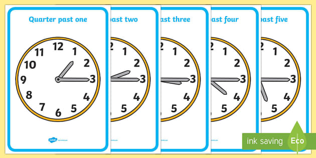 Analogue Clocks - Quarter Past - ESL Telling the Time Resources