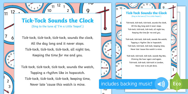 Tick Tock Sounds The Clock Song Teacher Made