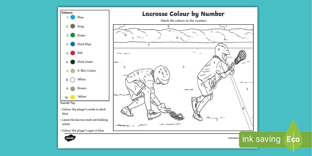 FREE! - A Lovely Lacrosse Colour-by-Number Worksheet | Twinkl | KS1