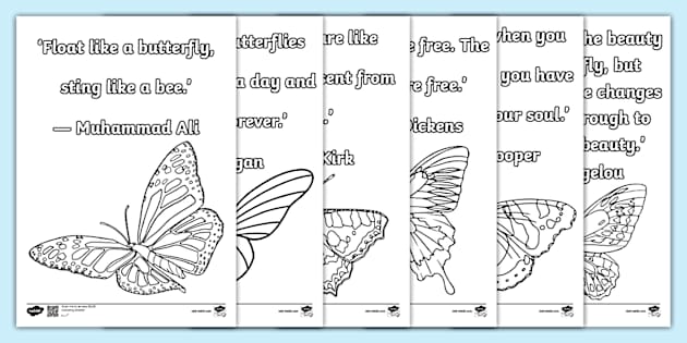 Butterfly Quotes Colouring Pages Pack - Twinkl