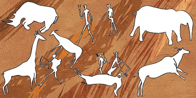Bushmen Cave Painting Outlines - Cave Drawings - Twinkl