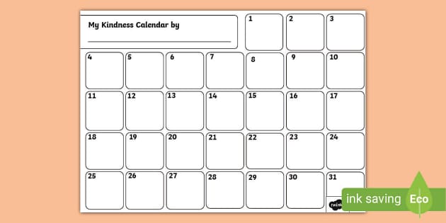 My Kindness Calendar Activity (teacher made) Twinkl