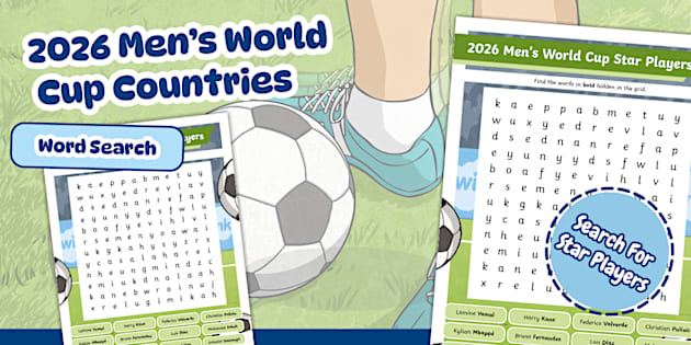 Playera Word 2026 Men's World Cup Star Players Word Search