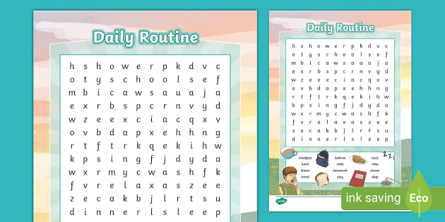 Daily Routine Word Match Game 