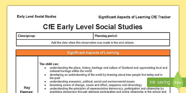 Social Studies Significant Aspects of Learning and Progression ...