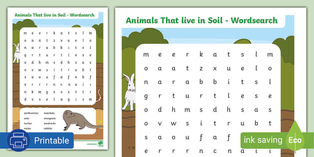 Animals That Live In Soil - Wordsearch (teacher Made)