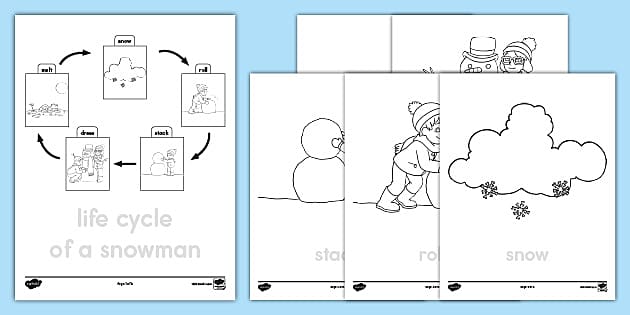 Life Cycle of a Snowman Trace and Color Activity - Twinkl