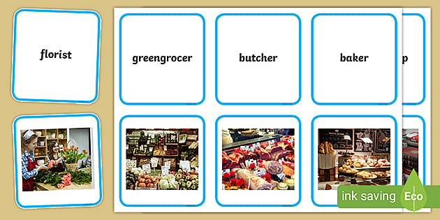Different Types of Shops - Matching Cards - ESL Resource