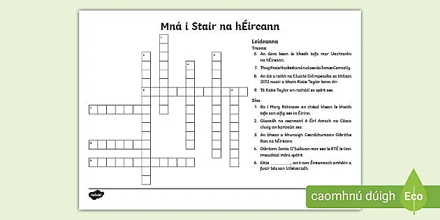 Women in Irish History Crossword Puzzle Gaeilge - Twinkl