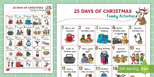 25 Days Of Christmas Family Activity Plan Twinkl Busy Bees