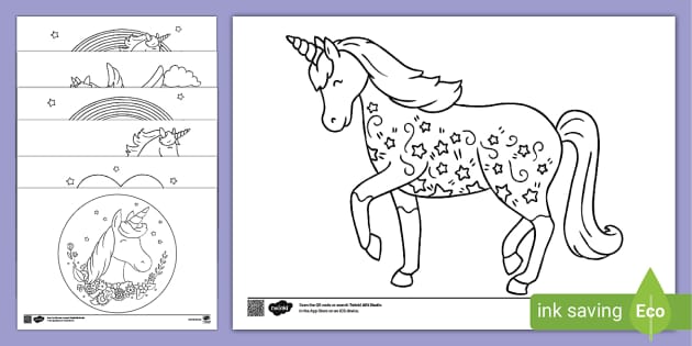 printable unicorn colouring pages for kids teacher made
