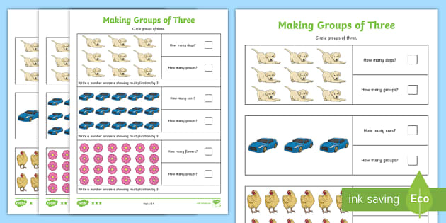 Making Groups Of Three Differentiated Worksheet Twinkl making-groups-of-three-differentiated-worksheet-twinkl