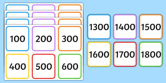 Multiples of 100 on Square Number Cards (teacher made)