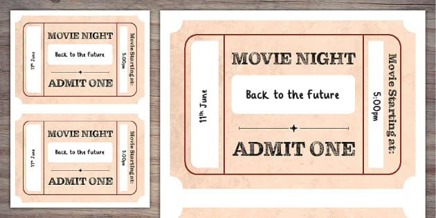 Printable Movie Night Ticket Temp... | Twinkl Party - Twinkl