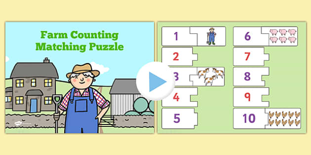 Farm Themed Counting Puzzle Activity Presentation - activities