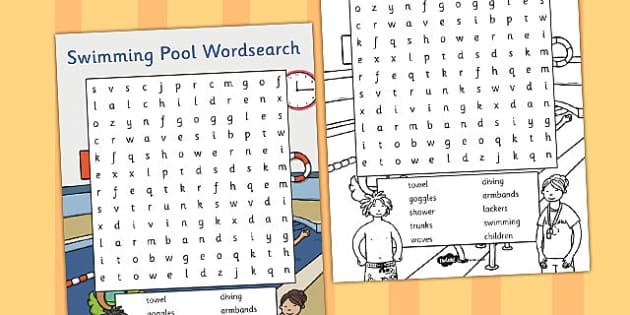 Swimming Pool Wordsearch Teacher Made Twinkl