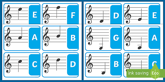 Treble Clef Cards - Flash Cards | Music Reading - Twinkl