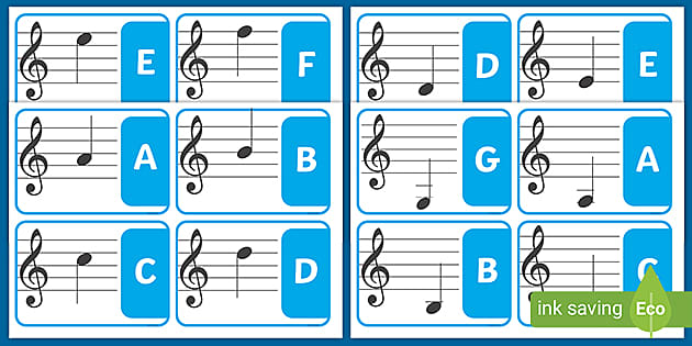 Treble Clef Cards Flash Cards Music Reading