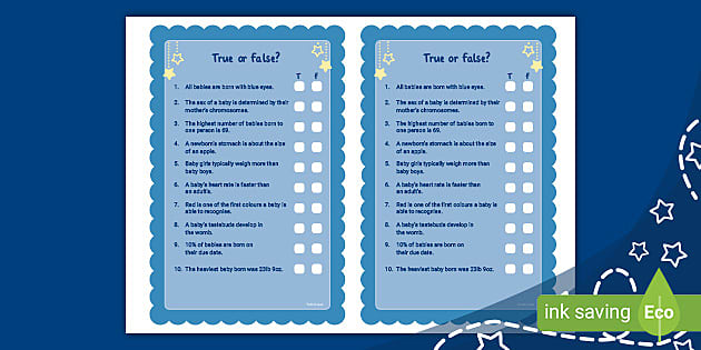 Baby Shower Game to Print Special Baby Quiz with Answers 