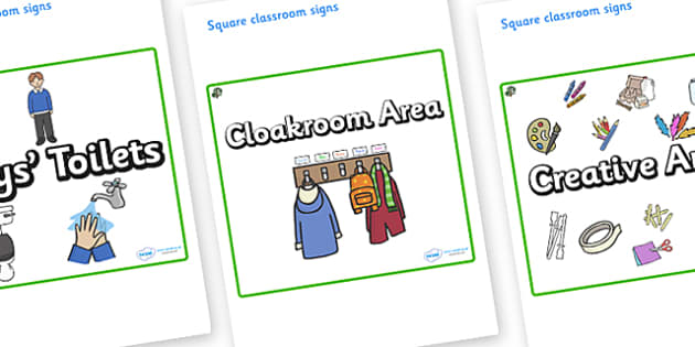 Free Cedar Tree Themed Editable Square Classroom Area Signs Plain 2842