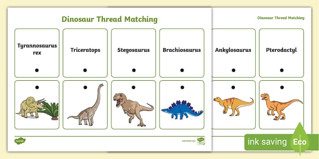 Dinosaur Name Thread Matching Activity Sheet - Twinkl