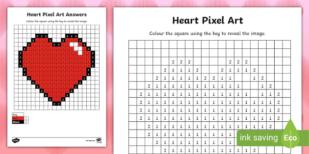 FREE! - Heart Pixel Art Template (teacher made) - Twinkl