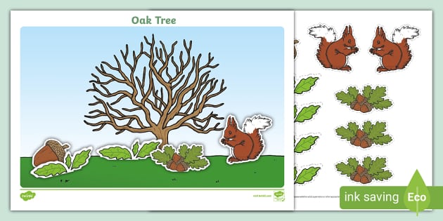 Oak Tree Cut and Stick Scene (teacher made) - Twinkl