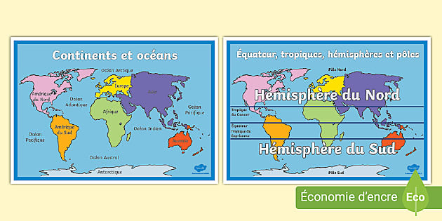 Affiches : cartes du monde (Teacher-Made) - Twinkl
